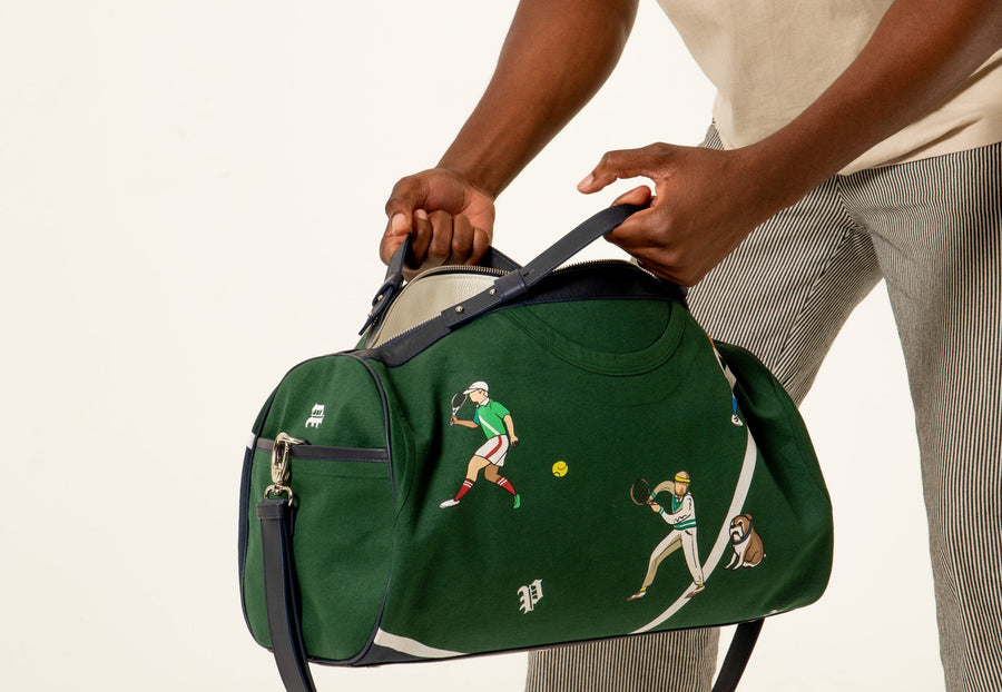 Sac Haute Métamorphose taillé dans un vêtement Polo Ralph Lauren vert à joueurs de tennis brodés