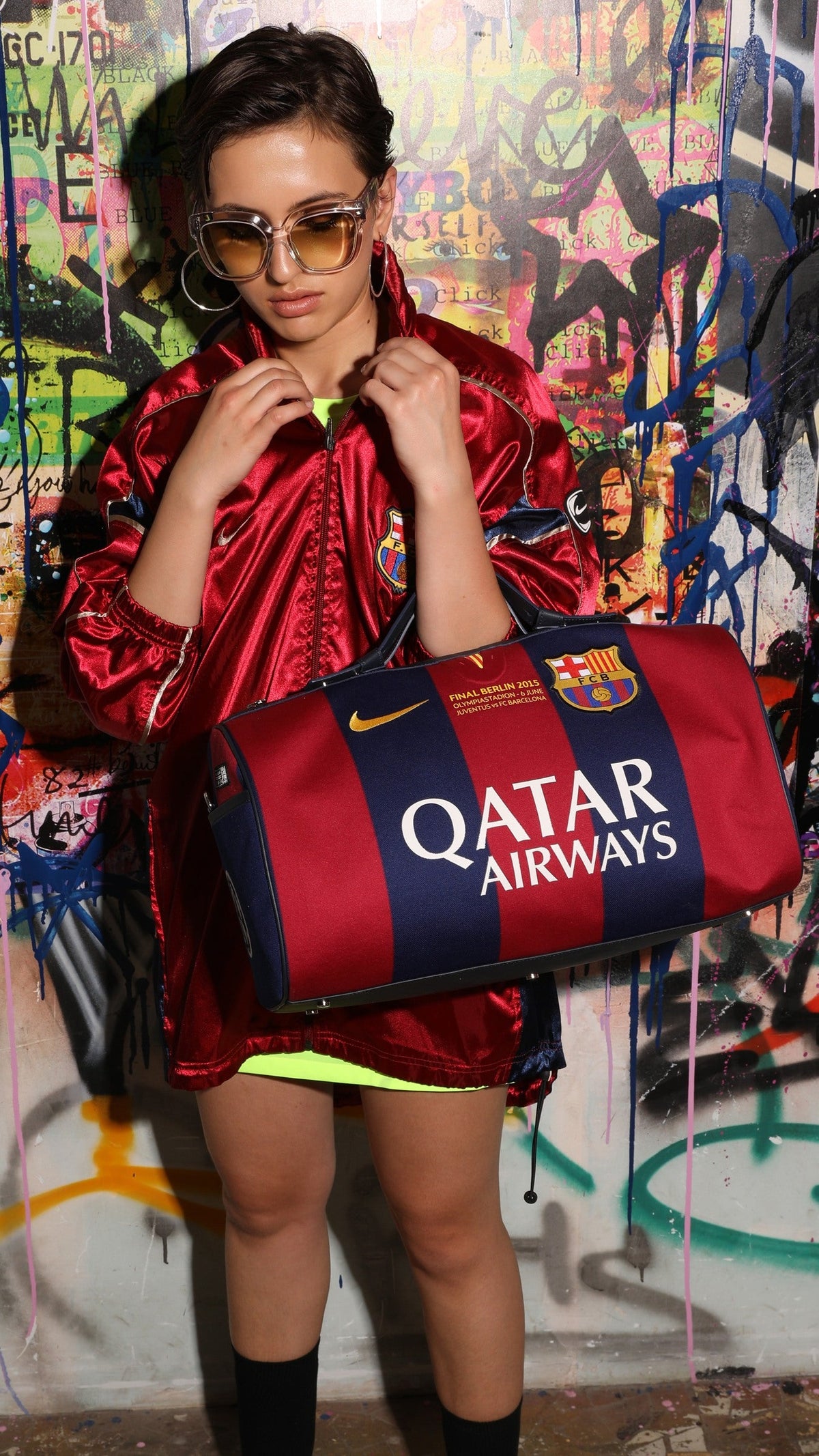 Sac Haute Métamorphose taillé dans le maillot du FC Barcelone 2014/15, brodé de la finale de Berlin 2015