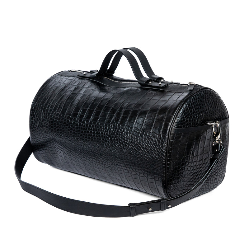 Sac Bandoulière 45 en cuir façon croco noir, vue 1