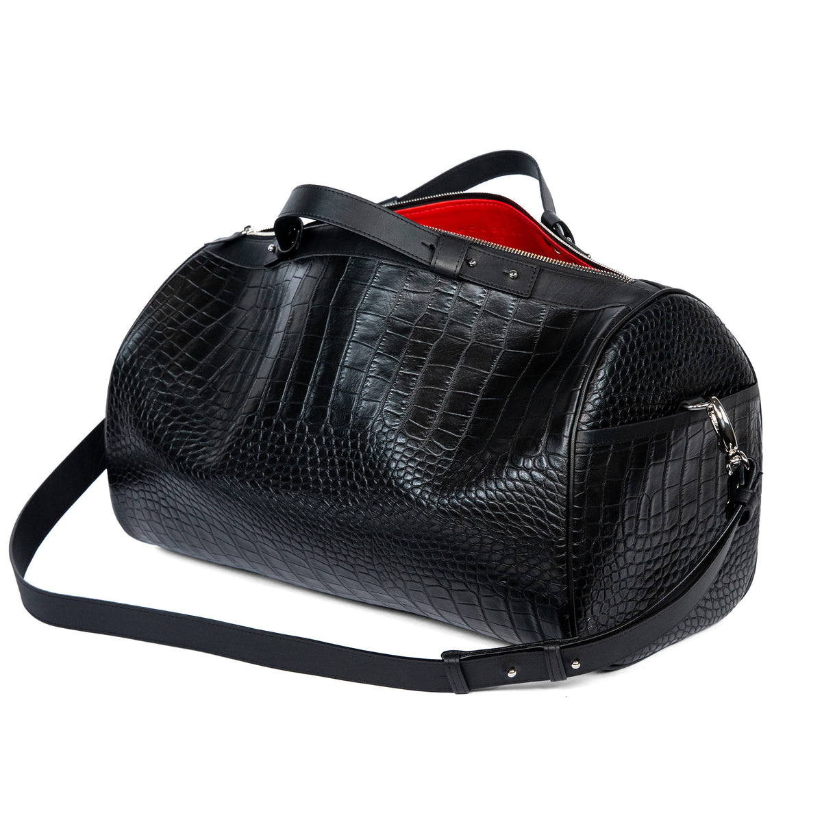 Sac Bandoulière 45 en cuir façon croco noir, vue 2