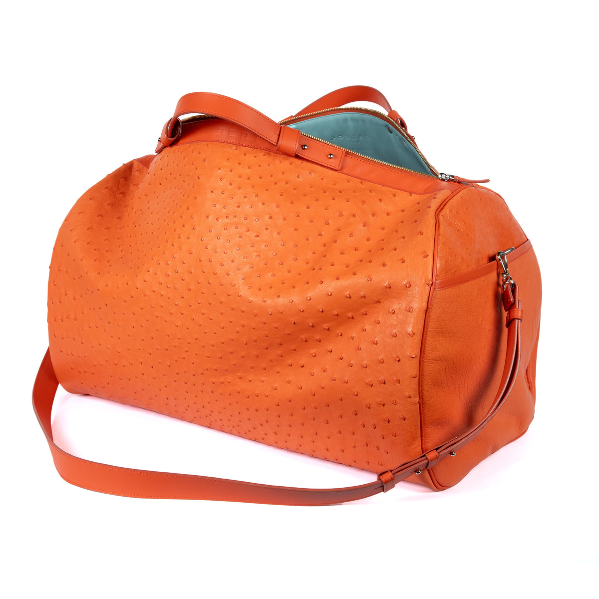 Sac de voyage 55 en cuir d’autruche orange, vue 2