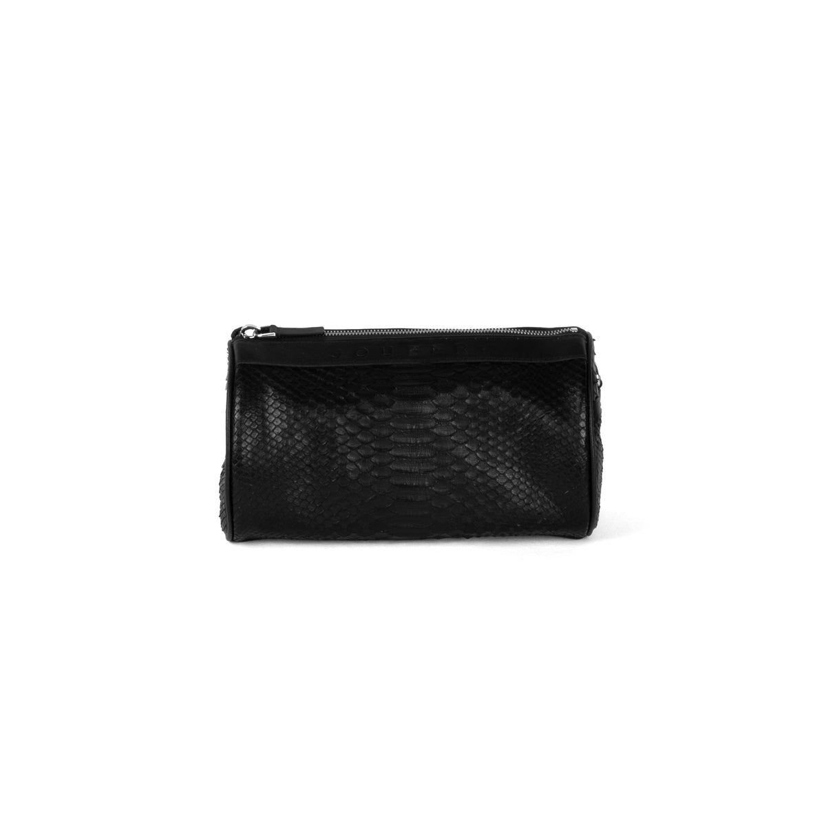 Sac 22 en cuir de python noir, intérieur blanc