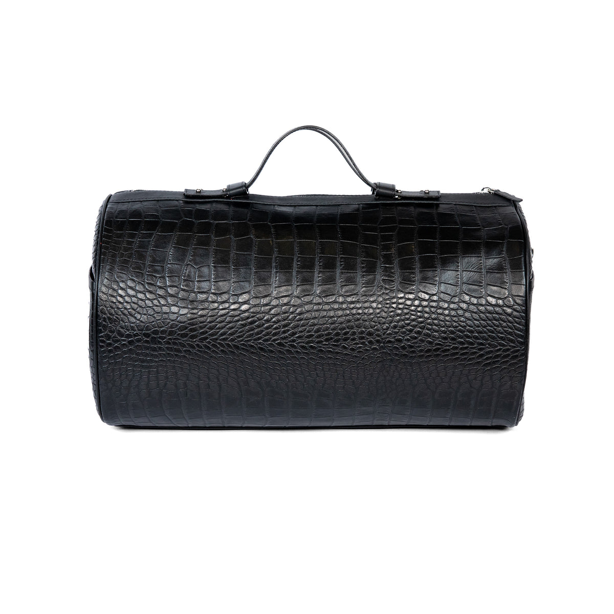 Sac Bandoulière 45 en cuir façon croco noir, intérieur rouge
