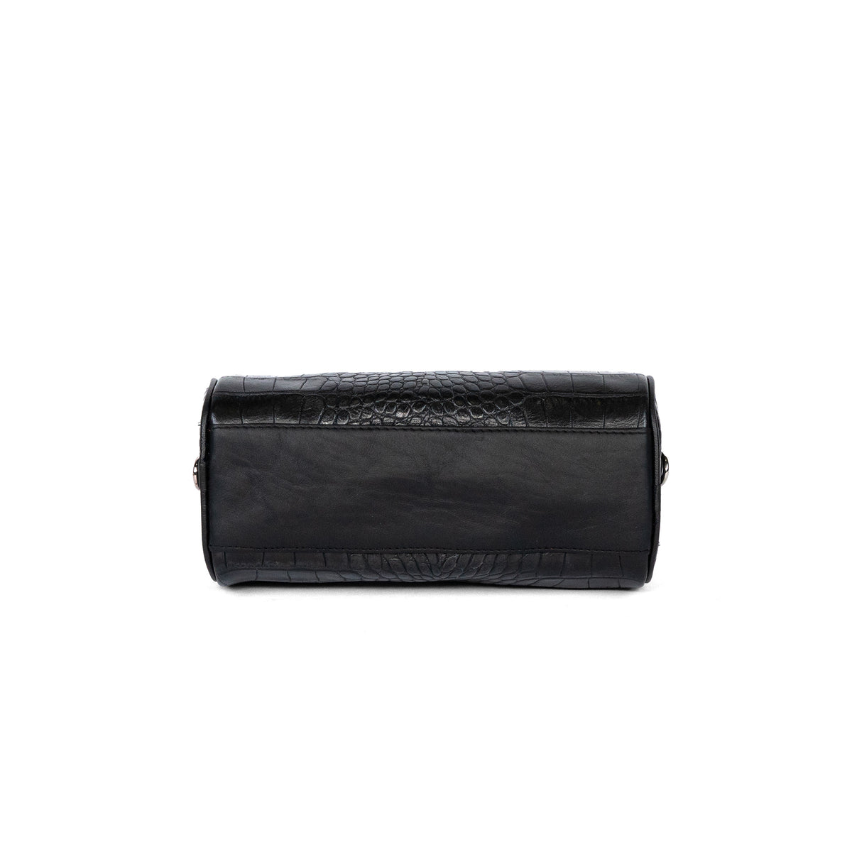 Sac 22 en cuir façon croco noir, intérieur rouge