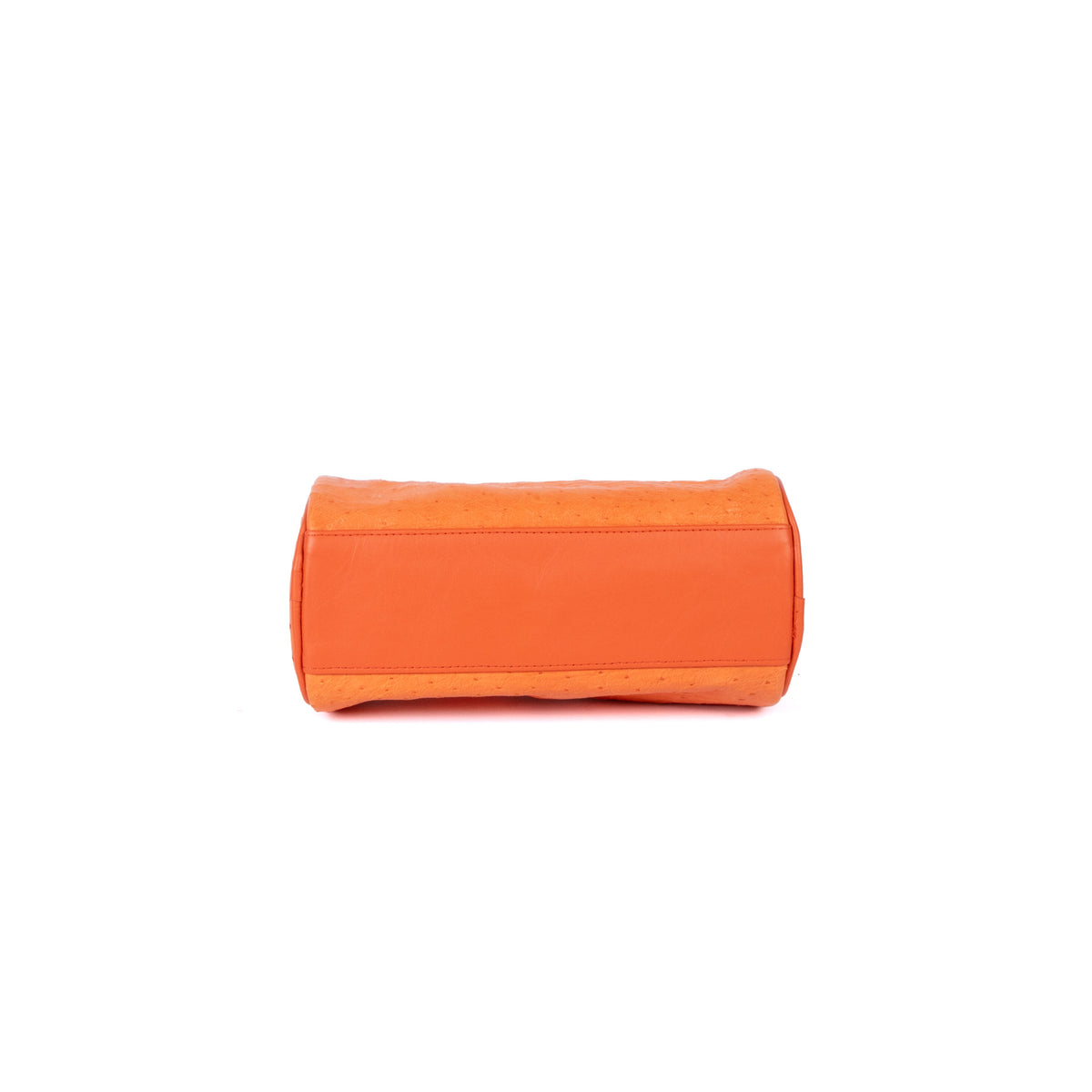 Sac 22 en cuir d’autruche orange, intérieur bleu pastel