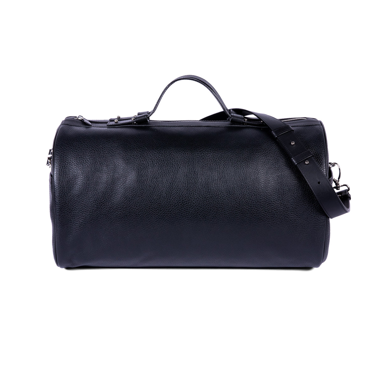 Sac Bandoulière 45 en cuir pleine fleur noir, intérieur rouge